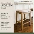 thumbnail image 3 of Maven Lane Adrien Saddle Counter Stool In Natural Wood Finish With Wheat Fabric Upholstery, 3 of 7