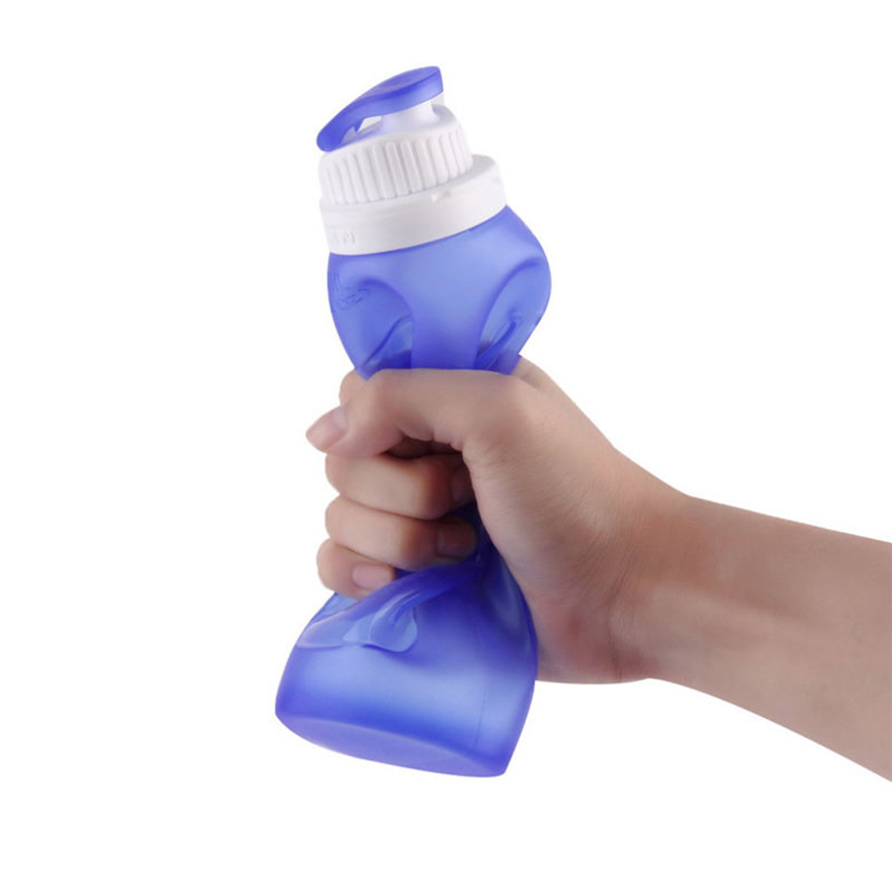 Collapsible Silicone Water Bottle 500ml - Leak-Proof, BPA-Free, For Hiking, Cycling, Gym (Carabiner Or Handle)