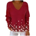 thumbnail image 2 of Craaazy Christmas Shirts for Women V Neck Long Sleeve Sweatshirt Christmas Print Pullover Tops Gifts, 2 of 6