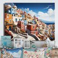 thumbnail image 2 of Designart "Cityscape Popart Colorful Santorini painting II" Santorini Metal Wall Art, 2 of 5