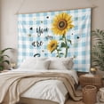 thumbnail image 3 of Sunflower Large Tapestry for Bedroom Wall Hanging Tapestry, Blue Plaid Farmhouse You Are My Sunshine Ceiling Backdrop Tapestries Poster Blanket Wall Decor for Teens Room Living Room Dorm 86" x 104", 3 of 8