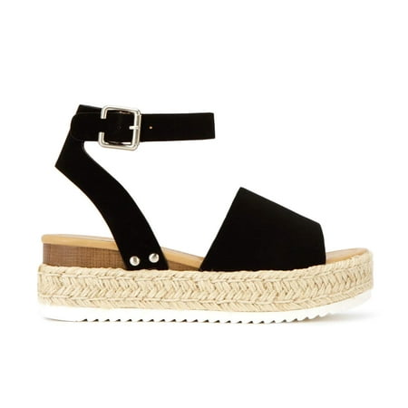 

Women s Topic Open Toe Buckle Ankle Strap Espadrille Synthetic sandals