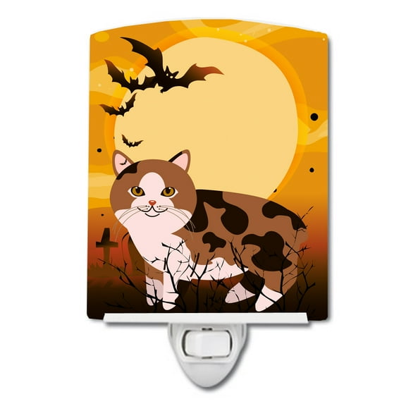 Caroline's Treasures BB4449CNL Halloween Manx Cat Ceramic Night Light, 6x4x3", multicolor