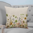 thumbnail image 4 of 14x14 Pillow Covers Set of 2, Sage Green Yellow Spring Floral Throw Pillow Covers Decorative Couch Cushion Case, Watercolor Botanical Summer Flowers Microfiber Square Pillowcases for Bedroom, 4 of 7
