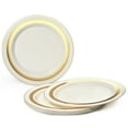thumbnail image 4 of " OCCASIONS " 120 Pieces Pack, Heavyweight Disposable Wedding Party Plastic Bowls (14oz Soup Bowl, Soleil Ivory & Gold), 4 of 5