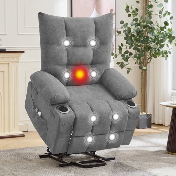 M optimized Power Lift Recliner Chair - Electric Massage Heat Recliner with 45° Assist Stand, Living Room Sofa for Small Space, with Cup Holders, Reclining Lounge for Adults, Elderly