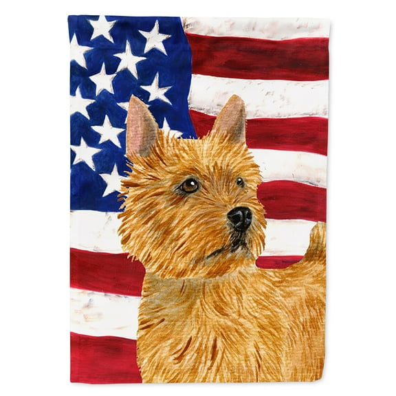 Carolines Treasures SS4026CHF USA American Flag with Norwich Terrier Canvas House Flag, Large, Multicolor