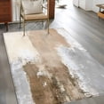 thumbnail image 2 of Brown Beige Washable Area Rug 4x6 111 Graffiti Art Abstract Color Block Oil Paint Modern Low-Profile Large Area Rugs with Non Slip Backing Indoor Floor Carpet for Entrance Living Room Bedroom Office, 2 of 9