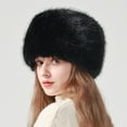 thumbnail image 4 of Tnobhg Women Winter Hat Faux Fur Soft Thick Elastic Anti-slip Warm Windproof No Brim Solid Color Ear Protection Basin Hat Outdoor Hunting Cap, 4 of 8