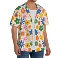 thumbnail image 4 of KLL Groovy Daisy Flowers Print Men's Shirt Short Sleeve Button Down Summer Cuba Beach Shirts- Medium, 4 of 7