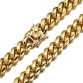thumbnail image 4 of Granny Chic High Polished Gold Color 316L Stainless Steel Curb Cuban Link Chain Necklace or Bracelet Jewelry Gift  for Men Women YY Gift, 4 of 6