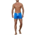 thumbnail image 2 of Unique Bargains Men's Solid Color Drawstring Waist Summer Beach Pool Swim Trunks 32 Blue, 2 of 6