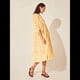 thumbnail image 5 of Vestido Midi Holgado Informal de Verano para Mujer, con Escote en V, Cordones, Media , Estampado Geométrico Bohemio Amarillo M, 5 of 8