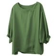 thumbnail image 4 of Yubnlvae Haut Vert pour Femme, Coupe Ample, Col Rond, Grande Taille, Manches Cinq Points, m, 4 of 4