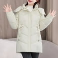 thumbnail image 4 of Sriper Snow Jackets for Women 2025 Mid Length Thermal Zip up Padded Coats Plus Size Long Sleeve Stand Collar Warm Down Jackets Windproof Soild Fashion Casual Winter Outerwear Drawstring Pockets, 4 of 5