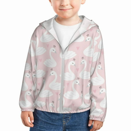 

Goofa Swan1 Printed Kids Zip-Up Hoodie Girls Boys UPF50+ Sun Protection Jacket Hooded Cooling Shirt-3 Years
