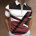 thumbnail image 1 of Mefallenssiah T-Shirt Décontracté Imprimé à Manches Courtes Col Rabattu avec Fermeture Éclair pour Hommes, 1 of 5