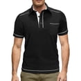 thumbnail image 5 of IWRICH Men's Polo Shirts Short Sleeve T Shirt Lightweight Casual Button up Shirts Summer Collared Tops with Pocket Black XXL, 5 of 7
