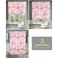 thumbnail image 4 of Watercolor Pink Floral Tie Up Curtains for Kitchen Bathroom Bedroom Windows 54 Inch Length, Pink Ombre Botanical Summer Balloon Drape Curtains Shade Rod Pocket Drapery Curtain Panel, 42"x63", 4 of 7