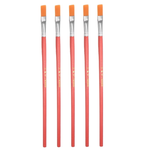 Pintura Pinceles Plano Borde 0.39" Ancho 0.12" Grueso Nylon Cerdas con Madera Mango para Pintura Aplicación Adhesivo 5 Piezas