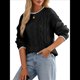 thumbnail image 3 of Suéteres de Punto Grueso para Mujer, de Cuello Redondo, Larga y Bloques de Color, para Otoño e Invierno. Negro M, 3 of 10