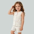 thumbnail image 2 of CAIVO Girls Colorful Star Print Sleeveless 2 Piece Pajama Sets Button Down Front Vest Tops Matching Shorts Kids Summer Sleepwear Pjs, 2 of 4