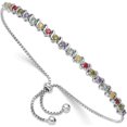 thumbnail image 1 of Sterling Silver Cheryl M Rhodium-Plated Multi-Color Brilliant-Cut Cz Adjustable Bracelet (Width 4.55) - Jbsp, 1 of 5