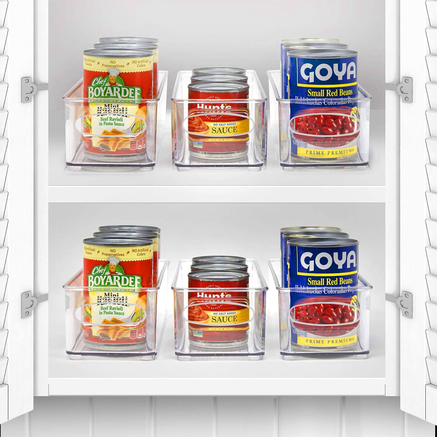 Sorbus Plastic Storage Bins Stackable Clear Pantry Organizer Box Bin Containers for Organizing Kitchen Fridge, Food, Snack Pantry Cabinet, Fruit, Vegetables, (Narrow - Pack of 6)