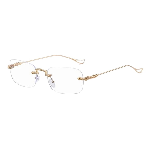 ZhanLue Rimless Blue Light Blocking Reading Glasses , Lightweight Gold Carved Frame Eyeglasses