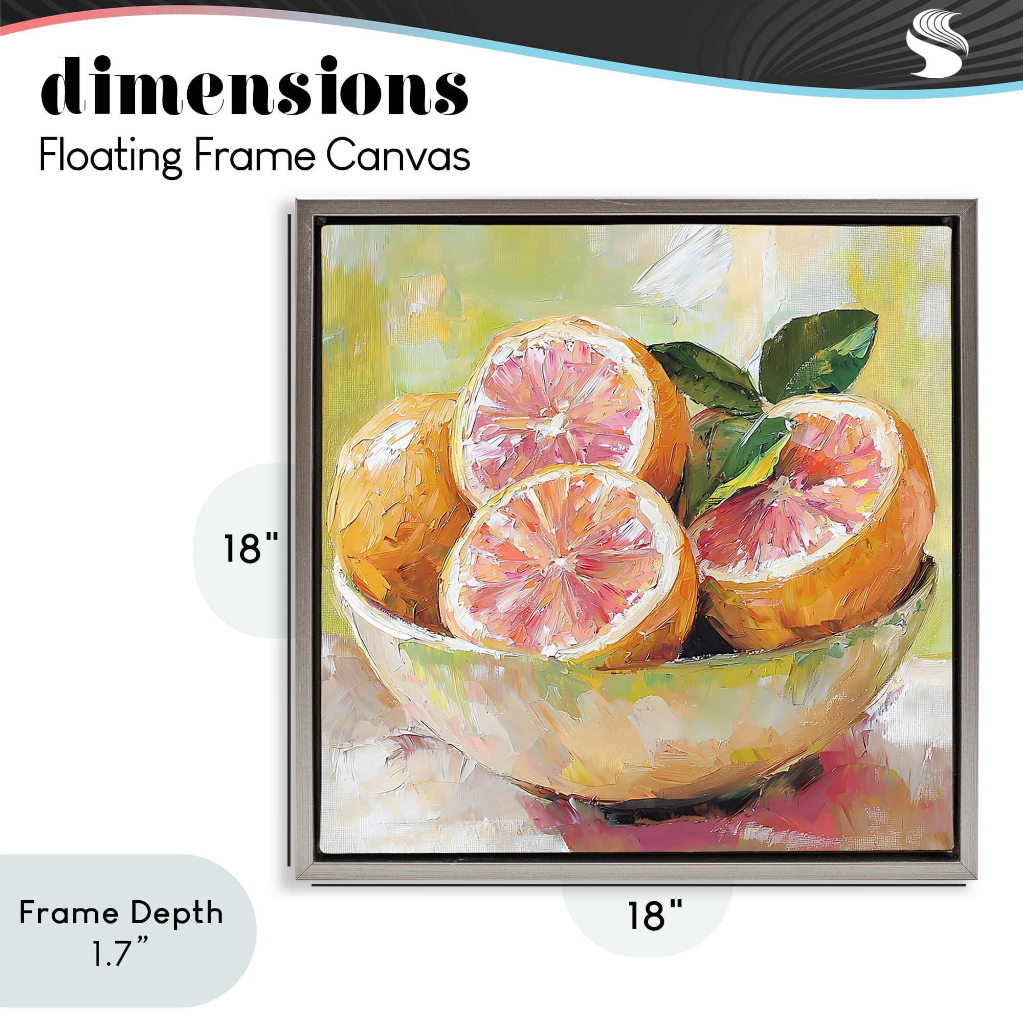 Stupell Industries Bold Grapefruit in Ceramic Bowl Gray Framed Floater Canvas Wall Art, design by Riley B