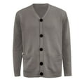 thumbnail image 3 of Bcfgryg Men's Youth Fashion Casual Solid Color V Neck Long Sleeve Slim Fit Sweater Slim Fit Dress Shirts Men Gray, 3 of 3