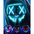 thumbnail image 2 of Máscara LED de Halloween – Máscara de luz LED Máscara de miedo de alambre EL para mascarada Cosplay luz máscara facial para niños, hombres, mujeres, fiesta de Halloween, 2 of 5
