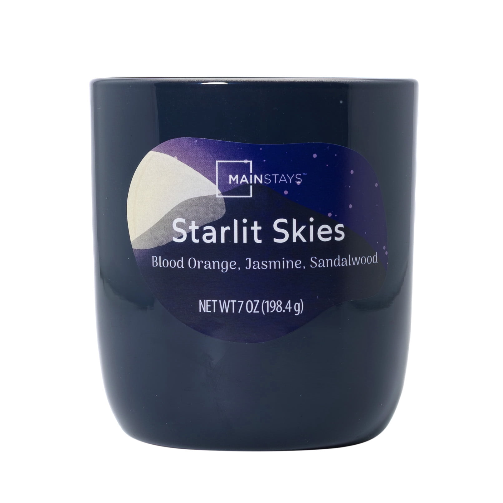 Mainstays Starlit Skies 1-Wick Glossy Glass Candle, 7 oz