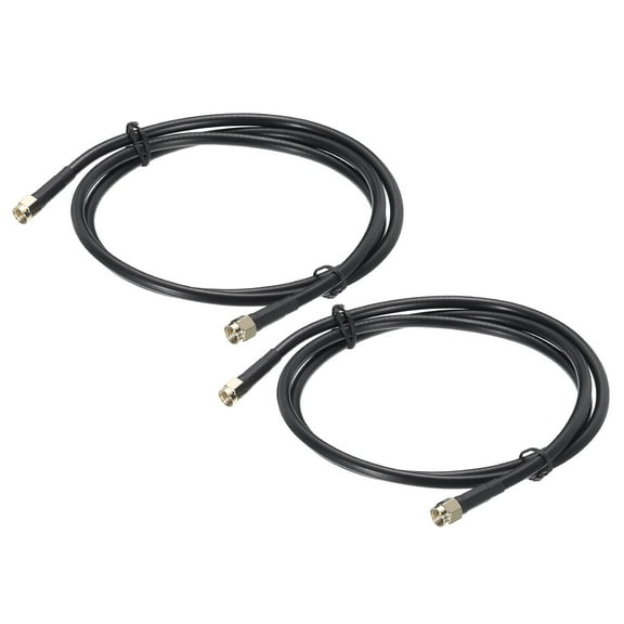 Uxcell Coaxial Cables 240 Type SMA Male to SMA Male Low Loss Coaxial Cable 3.2FT Black 2Pcs
