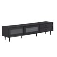 thumbnail image 7 of AESTTY Furniture Chic Elegant Design TV Stand with Sliding Fluted Glass Doors, Slanted Drawers Media Console for TVs Up to 75", Modern TV Cabinet with Ample Storage Space, Black, 7 of 7