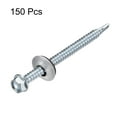 thumbnail image 3 of Uxcell #12x3" Self Drilling Screws with Rubber Washer, 150Pcs Zinc Plated Finish Hex Head Self Tapping Screws with EPDM Washer for Metal, 3 of 6