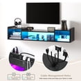 thumbnail image 4 of EnHomee 55.1" Wall-Mounted Floating TV Stand with LED Lights & Power Outlets, Entertainment Center for 50/55/60/65 Inch TVs,Black Wood Media Console with Storage for Living Room, Bedroom, 4 of 9