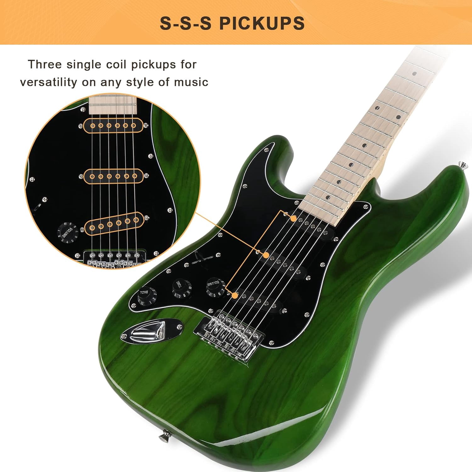 GLARRY Full Size Electric Guitar with 20W Amp  and Accessories Pack Guitar Bag for Music Lover Beginner