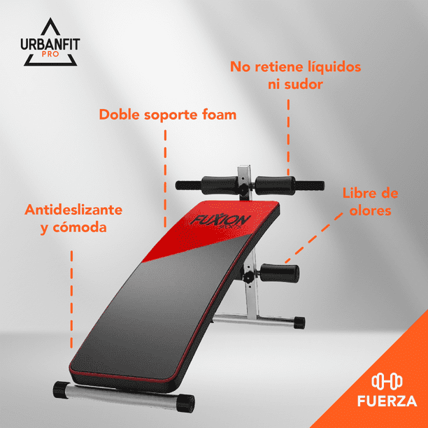Banca de pesas UrbanFit Pro para pecho Abdomen y Pierna rojo unitalla