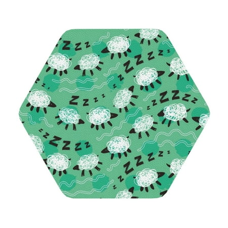 

Ocsxa Sheep Zzz Coasters for Drinks Leather Coasters Set of 4 for Coffee Table for Housewarming Kitchen Bar Decor One Size