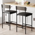 thumbnail image 1 of Set of 2 gray pu forrado kitchen bar stools con footrest y back, counter - height para kitchen island, apartment o counter bar, easy to assemble, 1 of 7