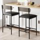 thumbnail image 1 of Set of 2 gray pu forrado kitchen bar stools con footrest y back, counter - height para kitchen island, apartment o counter bar, easy to assemble, 1 of 7