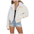 thumbnail image 2 of Nituyy Women Thick Warm Shaggy Fleece Zip Up Hooded Outwear Coat with Pockets, 2 of 3