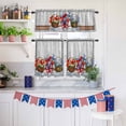 thumbnail image 6 of Independence Day Flower Kitchen Curtains Valances 3 Piece Set, Red Blue Stripe Star Bow Tie Daisy Black Plaid Wood Rod Pocket Tier Curtain Valance Drapes for Small Window 36 Inch Length for Bedroom, 6 of 9