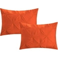 thumbnail image 3 of 2 Piece Pinch Pleated Solid Orange Pillow Shams, (Oversize King 20X40 Pillow Cover), 100% Egyptian Cotton, 800 Thread Count, Oversize King Size, 3 of 3
