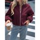 thumbnail image 5 of Chaquetas Abrigadas con Cremallera para Mujer, de Otoño e Invierno, de Larga, Informales, Holgadas y con Bolsillos. Vino Tinto L, 5 of 7
