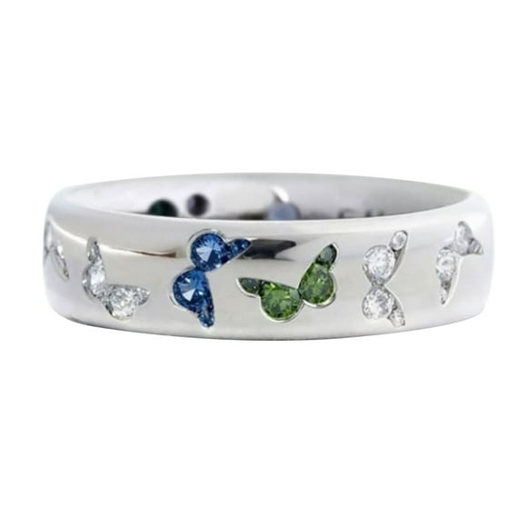 EGNMCR Rings Exquisite Inlaid Mixed Color Zircon Ring With Lovely Personality 5-11 Dangle Earring