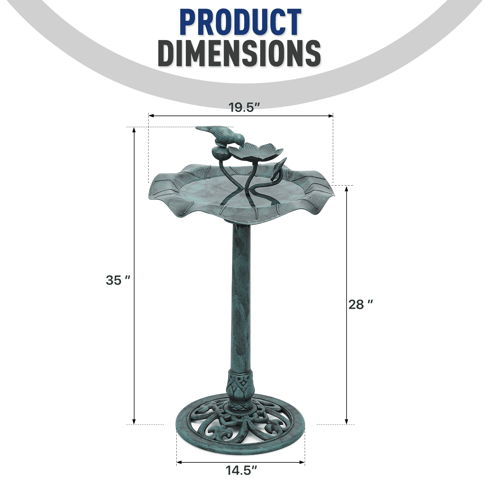 OSM 35" Outdoor Bird Bath and Feeder Set with Pedestal, Vintage Lotus Design, Weather-Resistant, 1.3-Gallon Water Capacity for Garden, Backyard, Patio, Grenn