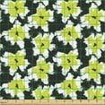 thumbnail image 2 of Ambesonne Tropical Fabric by the Yard Upholstery, Grunge Flower Brush Stroke, 2 Yards, Yellow Green and Dark Grey, 2 of 5