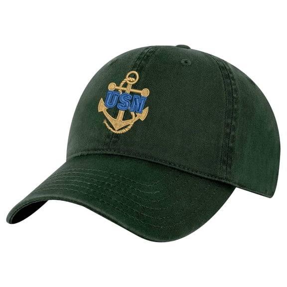 US Navy Anchor Baseball Cap – Embroidered Navy Logo Hat for Veterans & Sailors (AlpineGreen)